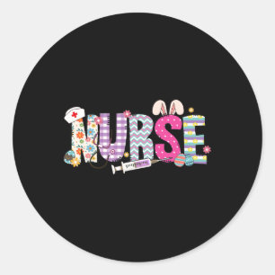 Nurse Life Stethoscope Nursing Cute Easter Bunny E Classic Round Sticker
