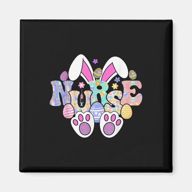 Nurse Life Stethoscope Nursing Cute Easter Bunny E Magnet (Front)