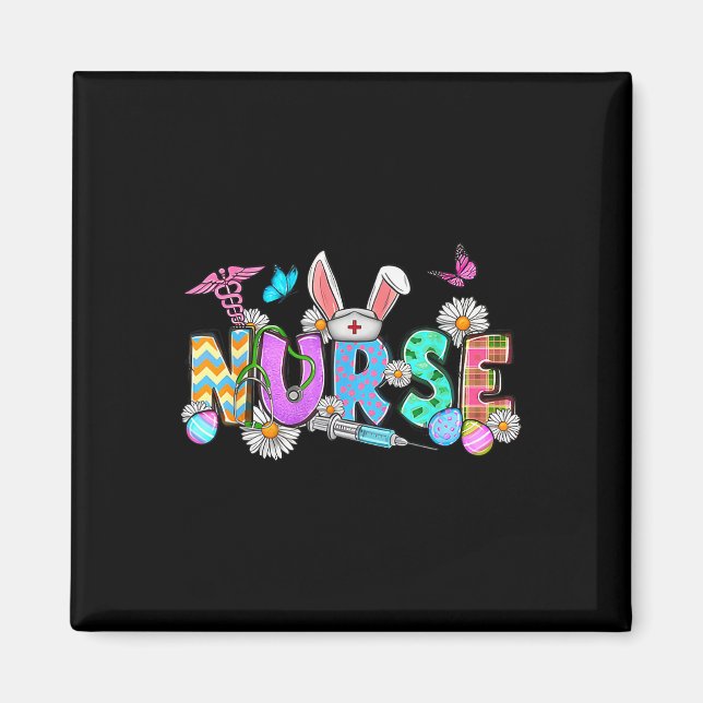 Nurse Life Stethoscope Nursing Cute Easter Bunny E Magnet (Front)