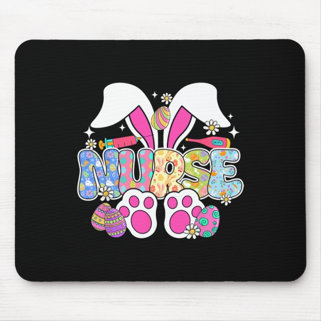Nurse Life Stethoscope Nursing Cute Easter Bunny E Mouse Pad (Front)