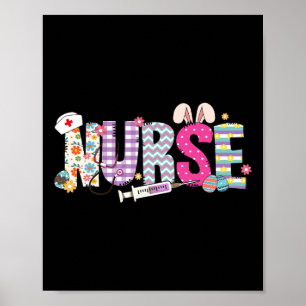Nurse Life Stethoscope Nursing Cute Easter Bunny E Poster