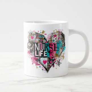Nurse Life Valentine–Heart-Shaped Medical Large Coffee Mug