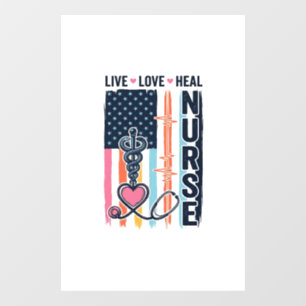 Nurse Live Love Heal Patriotic Vintage Vector Desi