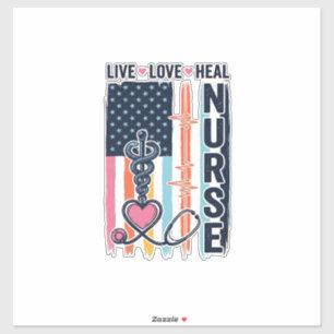 Nurse Live Love Heal Patriotic Vintage Vector Desi