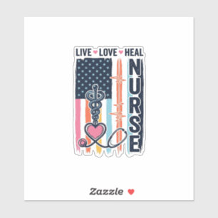Nurse Live Love Heal Patriotic Vintage Vector Desi
