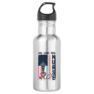 Nurse Live Love Heal Patriotic Vintage Vector Desi 532 Ml Water Bottle