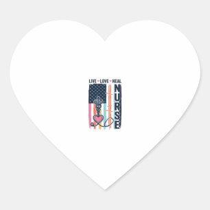 Nurse Live Love Heal Patriotic Vintage Vector Desi Heart Sticker