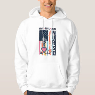Nurse Live Love Heal Patriotic Vintage Vector Desi Hoodie