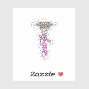 Nurse Love Caduceus Floral Medical Vertical Design