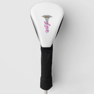 Nurse Love Caduceus Floral Medical Vertical Design Golf Head Cover
