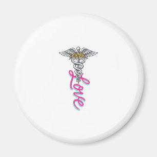 Nurse Love Caduceus Floral Medical Vertical Design Magnet