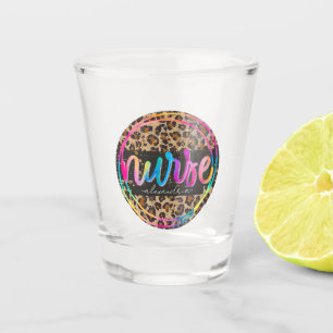 "Nurse - Love, Inspire, Heal" in Rainbow Colour Shot Glass