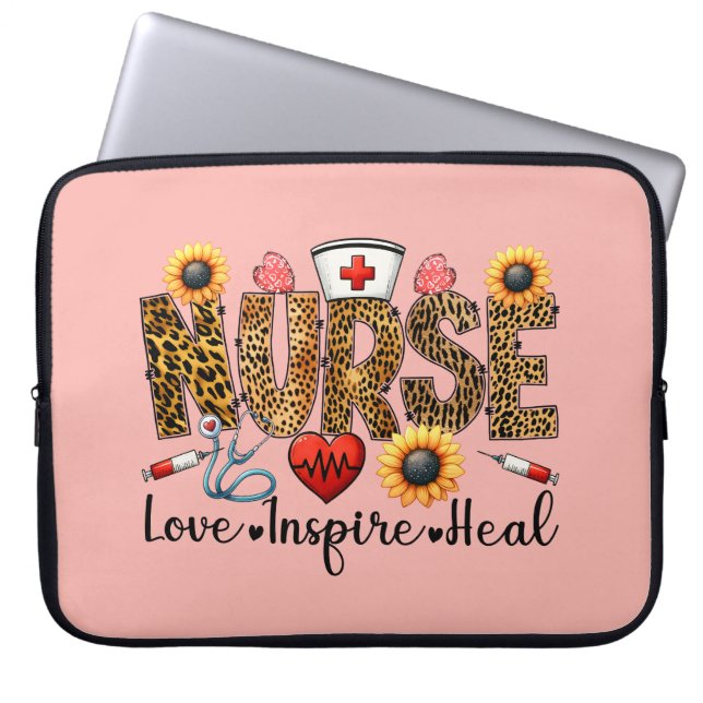 Nurse, Love, Inspire, Heal Laptop Sleeve (Front)