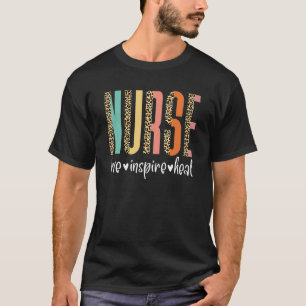 Nurse Love Inspire Heal Leopard Nursing Rn Registe T-Shirt
