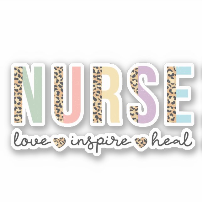 Nurse Love Inspire Heal Leopard Print Pastel  (Front)