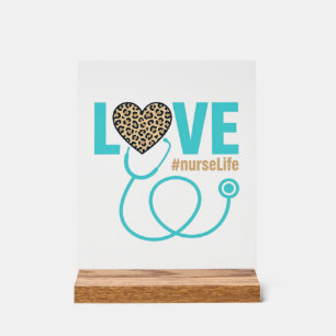 Nurse Love Leopard Stethoscope Vector Design_1 Acrylic Sign