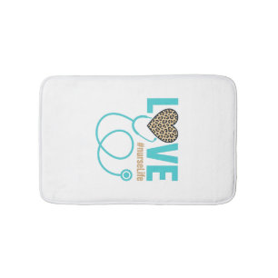 Nurse Love Leopard Stethoscope Vector Design_1 Bath Mat