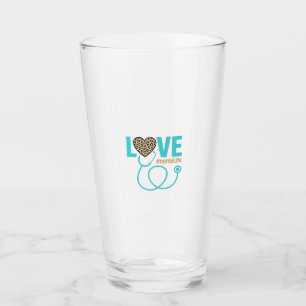 Nurse Love Leopard Stethoscope Vector Design_1 Glass
