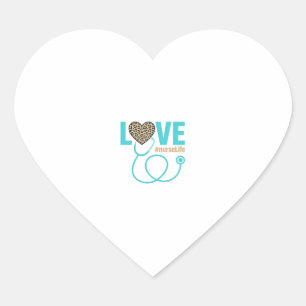 Nurse Love Leopard Stethoscope Vector Design_1 Heart Sticker