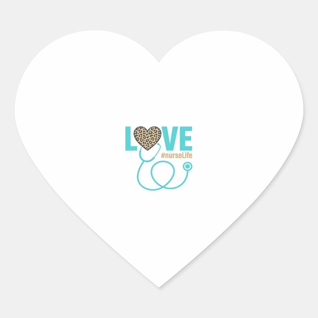 Nurse Love Leopard Stethoscope Vector Design_1 Heart Sticker (Front)