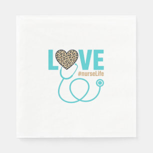 Nurse Love Leopard Stethoscope Vector Design_1 Napkin