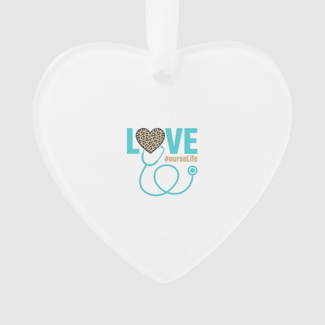 Nurse Love Leopard Stethoscope Vector Design_1 Ornament (Front)