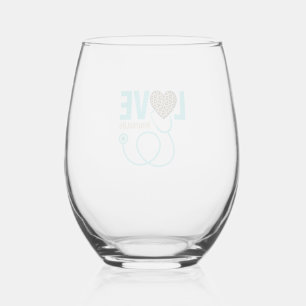 Nurse Love Leopard Stethoscope Vector Design_1 Stemless Wine Glass