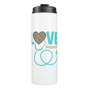 Nurse Love Leopard Stethoscope Vector Design_1 Thermal Tumbler