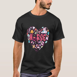 Nurse Love Nursing Student Rn Life Heart Women Gir T-Shirt