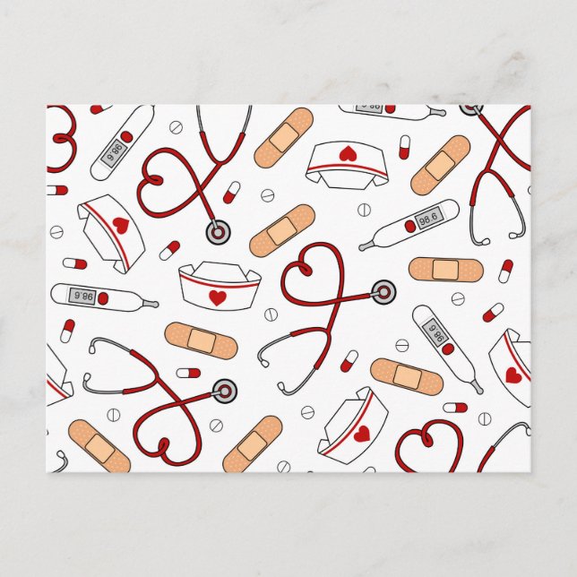 Nurse Love Print White Background Postcard (Front)