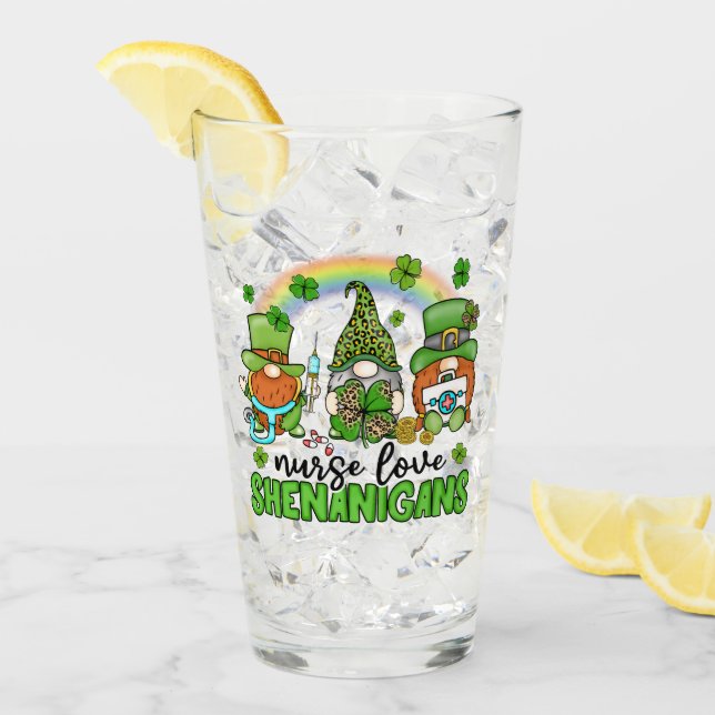 Nurse Love Shenanigans St. Patrick's Glass (Front Ice)