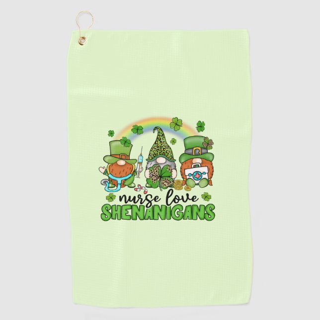 Nurse Love Shenanigans St. Patrick's Golf Towel (Front)