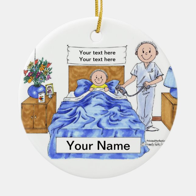 Nurse - Male Ceramic Tree Decoration (Front)