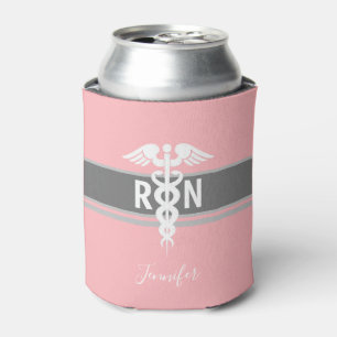 Nurse Medical Caduceus Pink Personalised Can Cooler