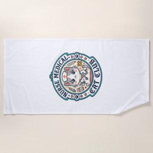 Nurse Medical Cat Funny Cat Lover Design - Nurse M Beach Towel