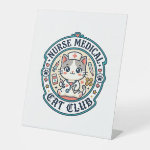 Nurse Medical Cat Funny Cat Lover Design - Nurse M Pedestal Sign