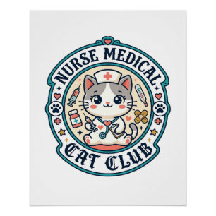 Nurse Medical Cat Funny Cat Lover Design - Nurse M Poster