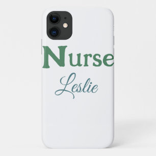 Nurse medical doctor add name text green blue sipl Case-Mate iPhone case