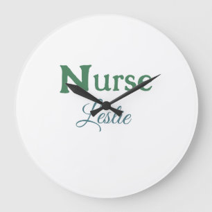 Nurse medical doctor add name text green blue sipl large clock