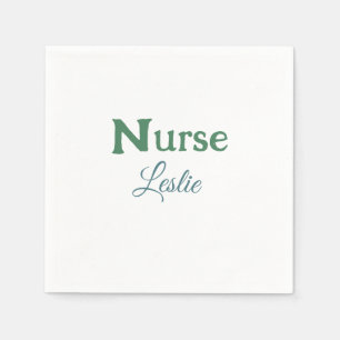 Nurse medical doctor add name text green blue sipl napkin
