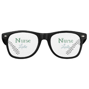 Nurse medical doctor add name text green blue sipl retro sunglasses