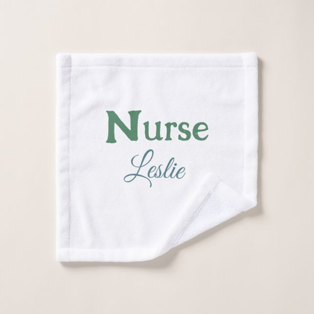 Nurse medical doctor add name text green blue sipl wash cloth (Wash Cloth)