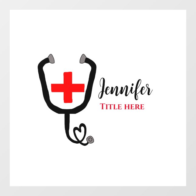 Nurse medical doctor red plus stethoscope add name (Sheet)