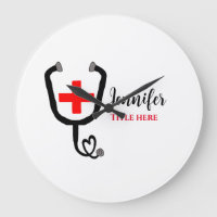 Nurse medical doctor red plus stethoscope add name