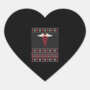 Nurse Medical EMT Ugly Christmas Heart Sticker