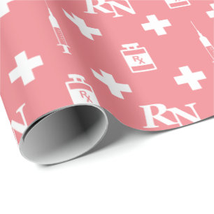nurse medical icons wrapping paper