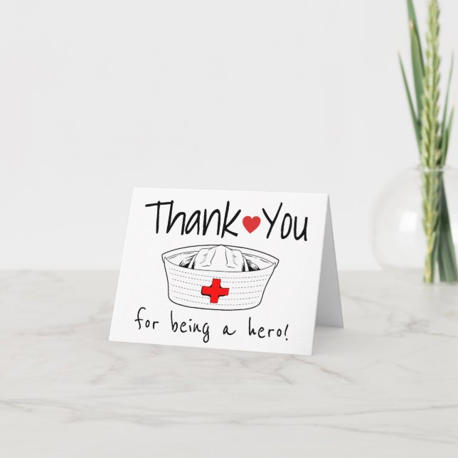 Nurse Medical Nursing Hat Health Care Professional Thank You Card (Front)
