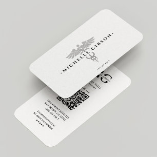 Nurse Medical Pharmacist White Silver Caduceus Business Card
