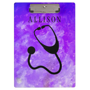Nurse Medical Stethoscope Purple Rock Custom Clipboard