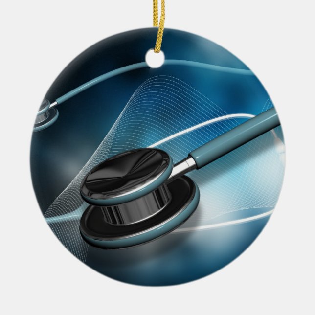 Nurse Medical Stethoscopes Ceramic Tree Decoration (Front)